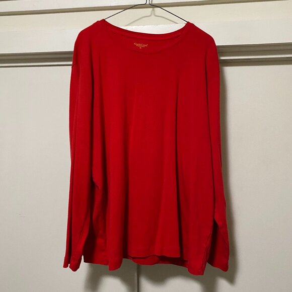 Northc+rest women's plus, long sleeve red, 100% cotton tunic, size 3X - Picture 1 of 7